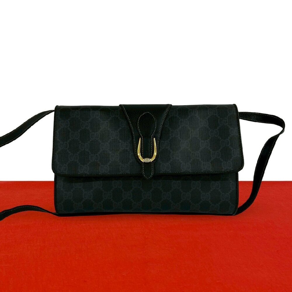 GUCCI GG leather shoulder bag Clutch sacoche black